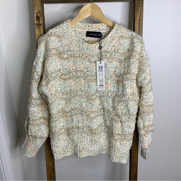 MINKPINK Kasey Knit in Off White & Multi Sweater - Picture 1 of 6